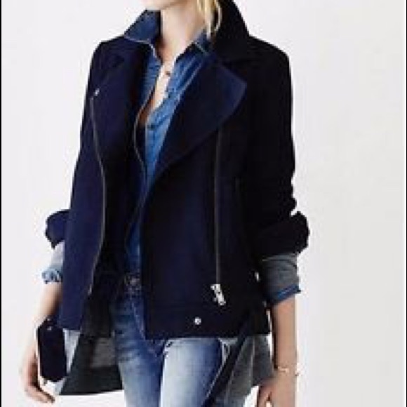 Banana Republic Jackets & Blazers - Banana Republic  Navy Biker Jacket Moto Large